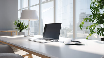 Fototapeta premium modern workspace, office desk setup 