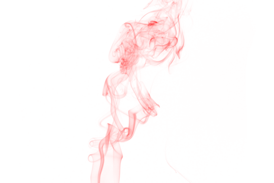 Abstract swirling crimson red smoke and mist against a stark black background creating a dramatic and mysterious visual effect with flowing textures