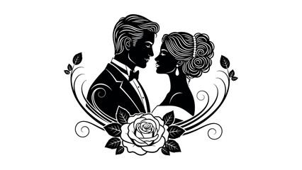 Obraz premium Romantic couple embracing silhouette design