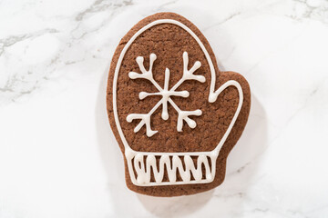 Beautifully Decorated Mitten Cookies with Royal Icing Designs