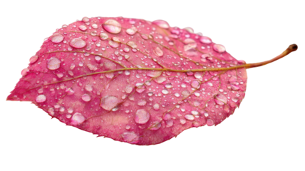 Pink rose petal and leaf with fresh dew drops, a macro view of nature's spring beauty