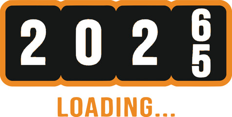 Anticipate 2026 with a digital loading counter, visualizing progress and future milestones in a modern, professional design, perfect for business presentations