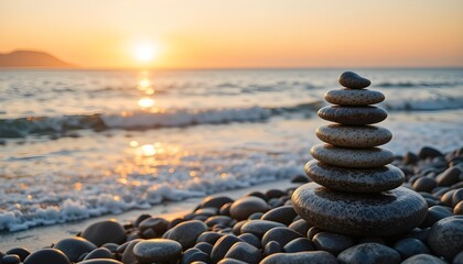 stack of stones on beach