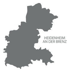 Heidenheim an der Brenz city map with boroughs grey illustration silhouette shape