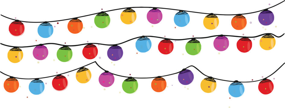 Festive holiday cheer with colorful Christmas lights strung for a magical season, perfect for greeting cards and holiday promotions, full of joy