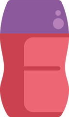Red plastic bottle with purple flip top cap for cosmetics, shampoo, shower gel, lotion or other beauty products