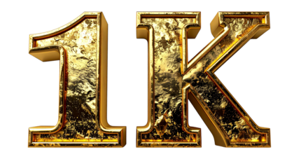 Bold “1K” text displayed prominently, symbolizing milestones, followers, subscribers, likes, achievements, or data count, perfect for social media and digital graphics.