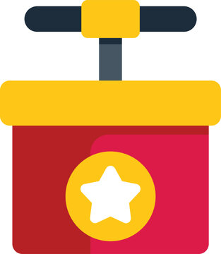 Cartoon vector icon of a red explosives box with a plunger, for games and apps ui