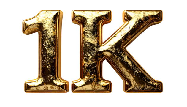Bold “1K” text displayed prominently, symbolizing milestones, followers, subscribers, likes, achievements, or data count, perfect for social media and digital graphics.
