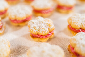 Lemon Spritz Cookie Sandwich with Cranberry Buttercream