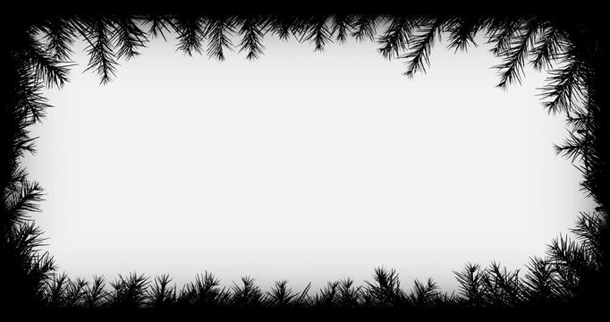 Horizontal Looped Christmas Pine Branch Frame with Fairy Lights and Luma Matte &ndash; Editable Holiday Background for Titles, Banners and Winter Designs