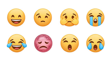 Vibrant set of diverse emoji expressions, conveying a full spectrum of human emotions for digital messaging