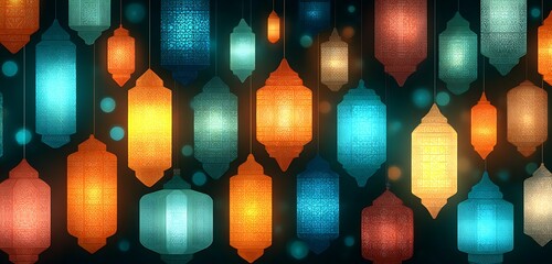 Glowing Arabic lantern pattern festive abstract