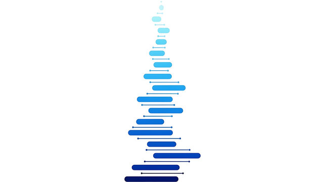 Abstract DNA helix structure vector illustration with blue gradient bars showing data sequence or genetic analysis progress