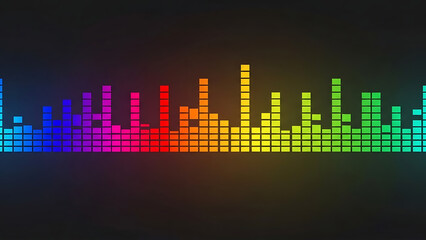 Naklejka premium Dynamic Rainbow Graphic Equalizer Display Visualizing Sound Waves and Digital Music Spectrum