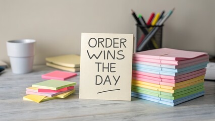 Sticky Note with Message on a Workspace Desktop