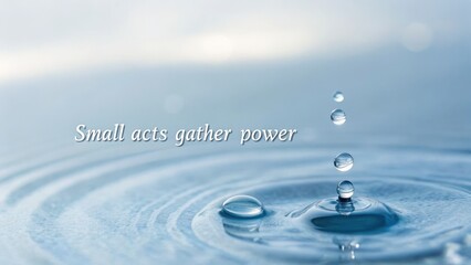 Water droplets creating ripples in a smooth water surface