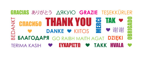 thank you text in different languages vector illustration © krissikunterbunt