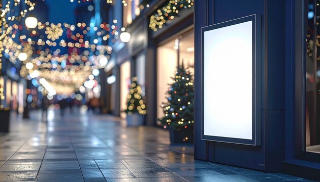 Modern Blank Billboard Mockup for Luxury Retail Store Christmas
