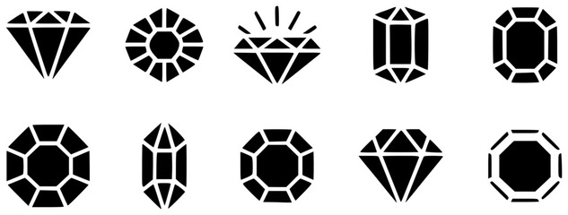 Collection of Black Diamond Icons in Various Cuts and Styles