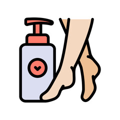Foot cream, Foot hygiene, Healthy feet, Foot treatment, Podiatrist, Podiatry icons, Pedicure, Massage foot color icon. Simple vector illustration.