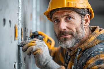 construction worker interior renovation. Generative AI