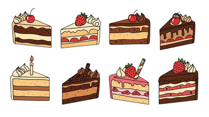 Cake Slices Collection Delightful Dessert Illustrations