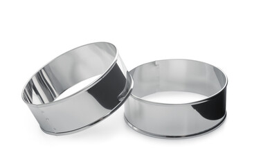 Two stainless steel ring cooking molds