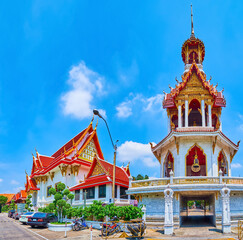 Panorama of Wat Chana Songkhram monastic complex in Bangkok, Thailand