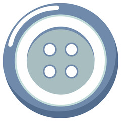 Fototapeta premium Vector illustration of a classic blue four-hole sewing button icon for crafts and tailoring