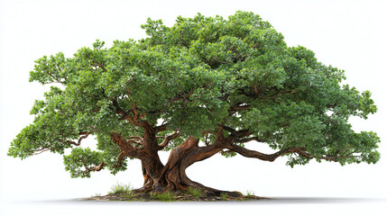 A majestic oak tree with sprawling branches and lush green foliage, a symbol of strength and longevity