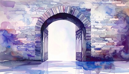 Entrance to the mysterious mystery garden watercolor paint