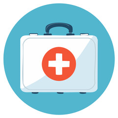 Fototapeta premium First aid kit with red cross symbol medical emergency health care illustration icon