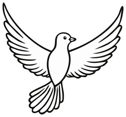 Obraz premium Dove outline, bird flying, illustration, peace concept, freedom, spread wings