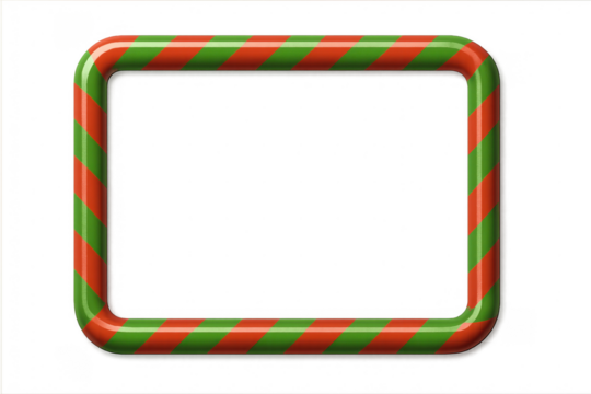 Holiday red and green striped border creating a festive frame