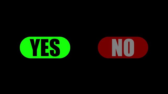 minimal yes no toggle animation perfect for ui, apps, and infographic videos. transparent background or black background.
