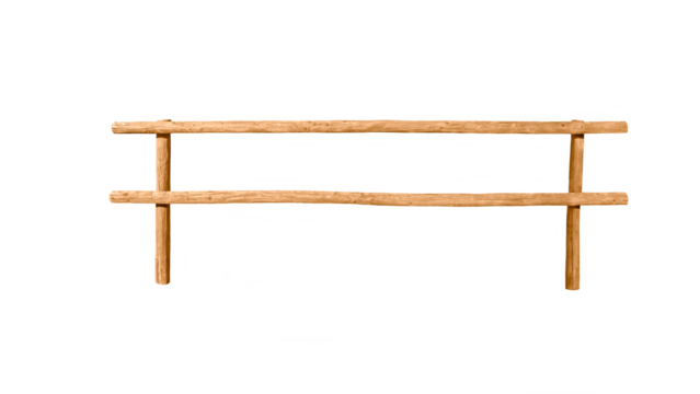 Wooden rustic fence isolated on transparent background