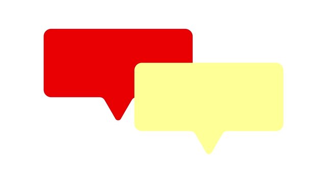 Two chat bubbles bouncing. Communication, messaging, conversation, and social media interaction on white background.