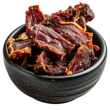 Olluquito con charqui a traditional peruvian stew made with olluco tubers and dried llama meat isolated on white background in a bowl