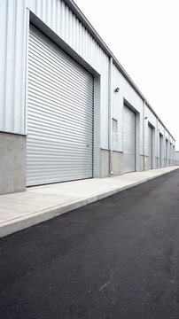 Row of modern storage unit doors