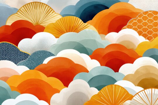 Vibrant abstract collage of colorful circle shapes with subtle patterns on textured background - Powered by Adobe