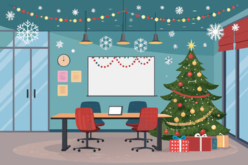 Featuring Office Meeting Room Decorated For Christma Crisp Premium Digital Asset