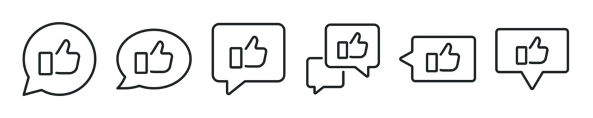 Thumb up and Like thin line icon set. Web minimal editable stroke icons