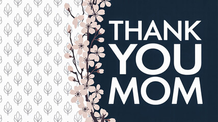 Thank You Mom card with floral design on a split background.