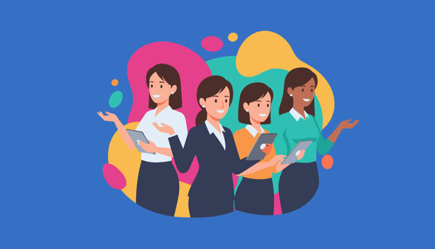 Diverse business team presentation using tablets Collaboration and technology concept