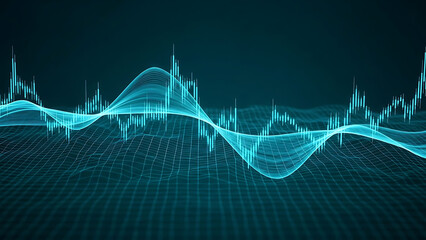 Futuristic Digital Candlestick Chart Displaying Stock Market Data Analysis and Trading Trends