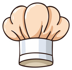 Simple cartoon illustration of a professional chef hat or toque, a symbol for cooking and gastronomy