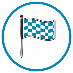Checkered flag within a blue circle for racing concept