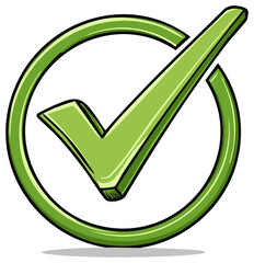 Green Check Mark Symbol Inside a Circle for Approval and Success