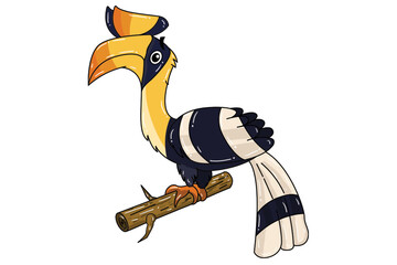 Great hornbill- Illustration for kids book © Bhadradathan G